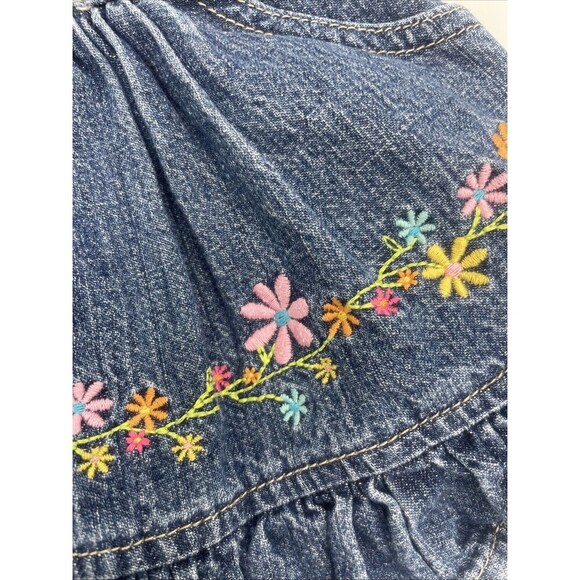 OshKosh BGosh Genuine Floral Embroidered Overalls Dress Skirt Vestbak Girls 3 Mo - Picture 3 of 11
